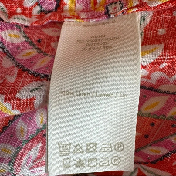 Boden Evangeline Linen Tunic Dress in Red Pop Mexican Paisley Size 4 petite - Picture 12 of 16